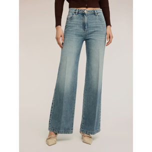 Motivi - Jeans palazzo con piega stirata - Azzurro