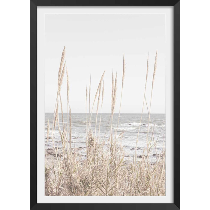 Poster épis au bord de l'eau Affiche + cadre en bois - Noir