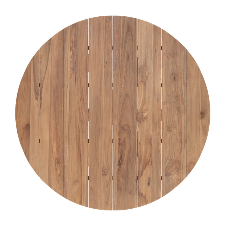 Table ronde 6-8 personnes en bois de teck recyclé D150 cm - Laure