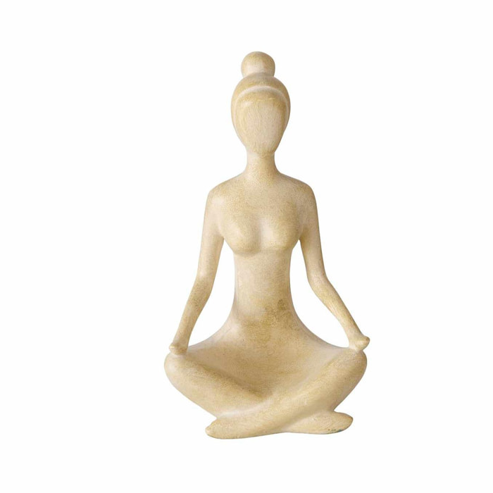 Statuette yoga aldeire beige 10cm