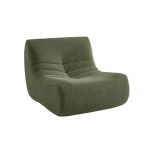 Chauffeuse tissu effet alpaca 3 places. kaki. style contemporain. L 91 x P 105 x H 72cm