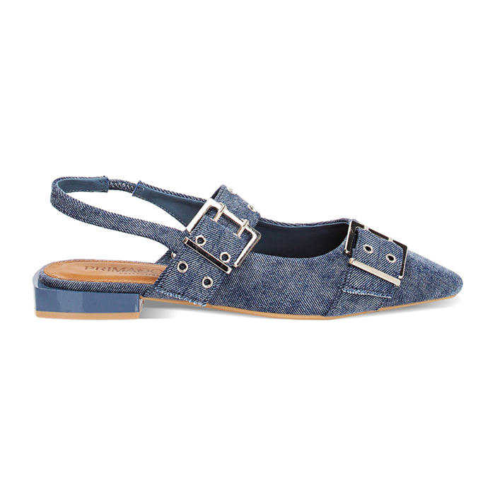 Bailarinas slingback para mujer en tejido denim