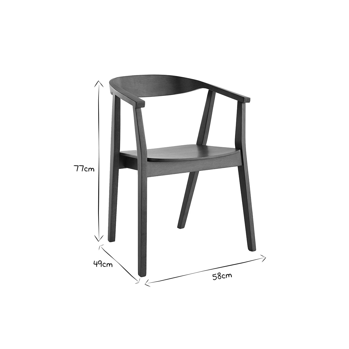 Chaises scandinaves en bois foncé (lot de 2) BAHIA
