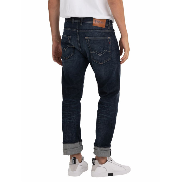Jeans Grover - modello dritto - cotone - blu denim scuro