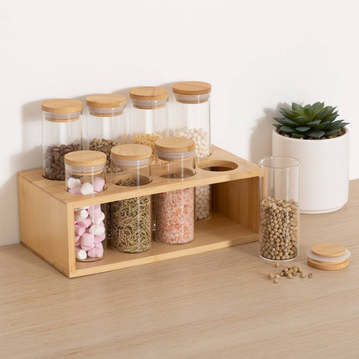 Support à épices Hermet 8 emplacements en bambou