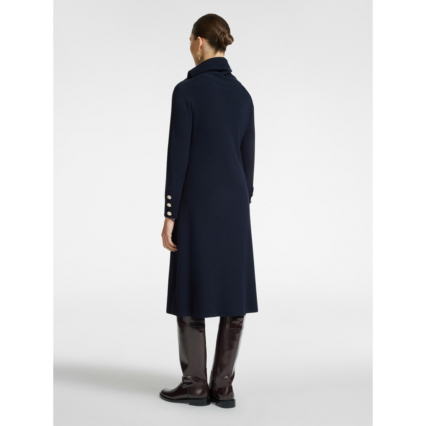 Elena Mirò - Vestido de punto con botones - Azul