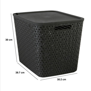 Panier "Tressy" en plastique noir 28L