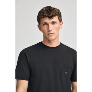 Maglietta nera a maniche corte con taschino e ricamo Rigby Best