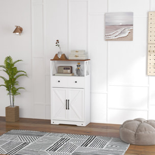 Aparador de Salón Armario Multiusos con Estantes Cajones Puertas Granero Aparador para Cocina Dormitorio 60x31x108 cm Blanco