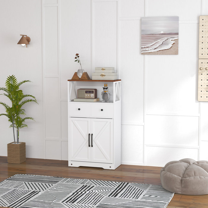 Aparador de Salón Armario Multiusos con Estantes Cajones Puertas Granero Aparador para Cocina Dormitorio 60x31x108 cm Blanco