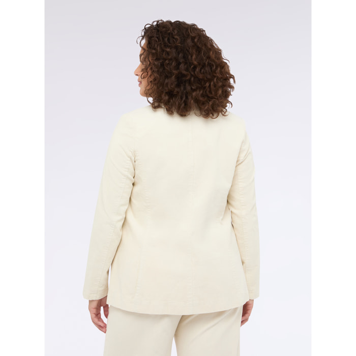 Fiorella Rubino - Blazer in velluto a coste misto cotone - Bianco