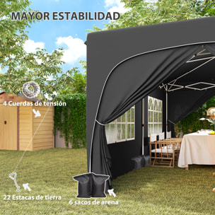 Carpa Plegable Gazebo 6x3 m Cenador Plegable con Altura Ajustable 6 Paredes Laterales Anti-UV y Bolsa de Transporte Pabellón de Jardín para Camping Fiestas
