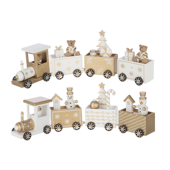 J-Line décoration Ours + Prère Noël - métal - blanc/or - 2 pcs