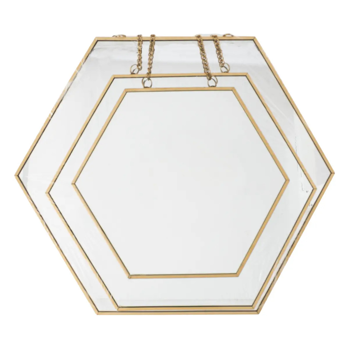 Set de 3 miroirs doré L20/25/30cm