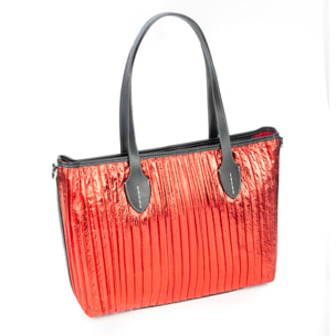 Baceno borsa a spalla donna. Pelle autentica Napa laminata lucida.