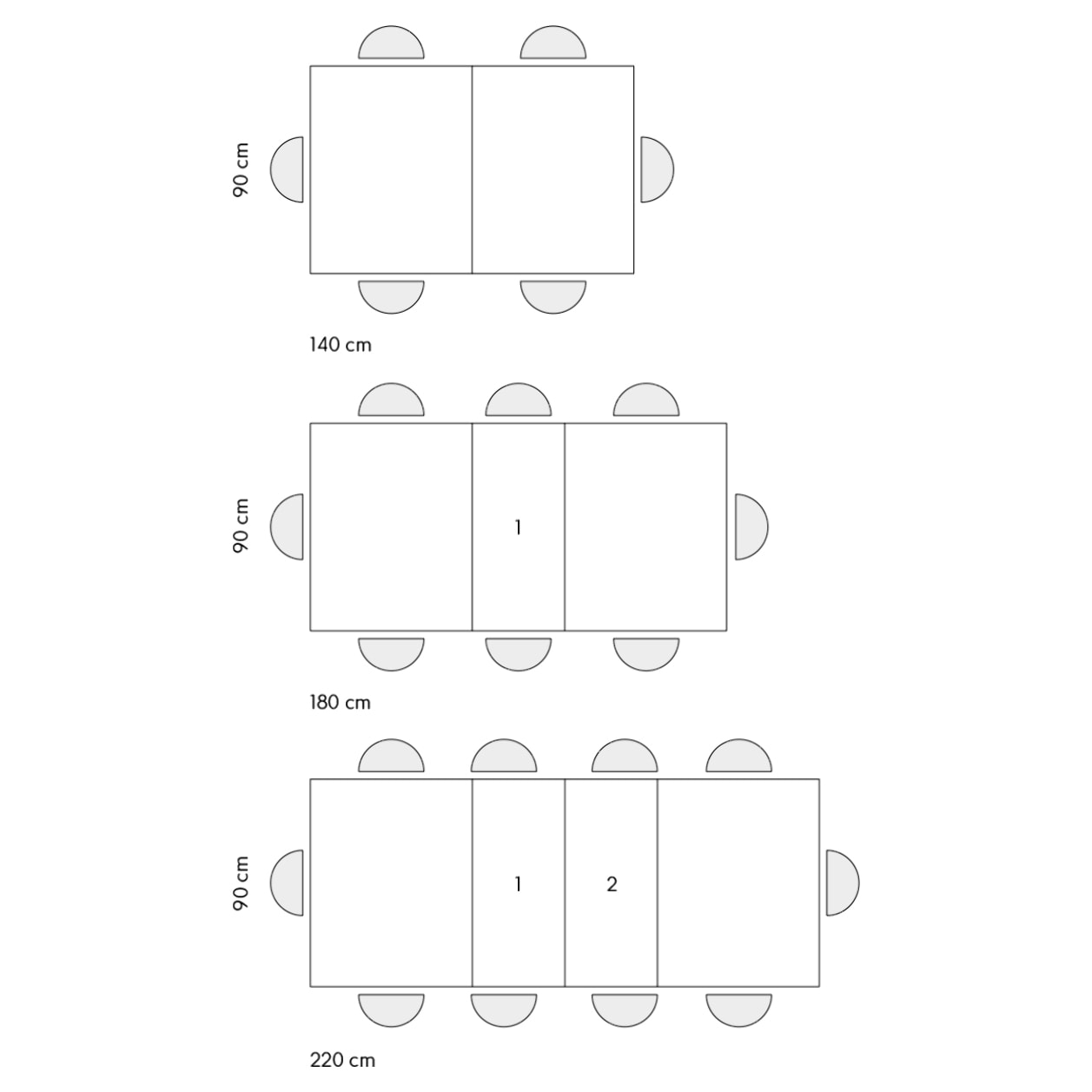 Tavolo LIPARI in legno finitura bianco frassinato e base bianca, allungabile 140×90 cm – 220×90 cm