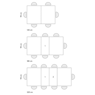 Tavolo LIPARI in legno finitura bianco frassinato e base bianca, allungabile 140×90 cm – 220×90 cm