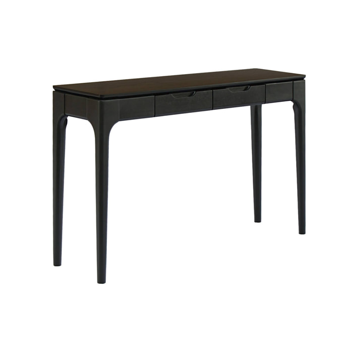 Console bois d'hévéa placage frêne 2 tiroirs ALIENOR