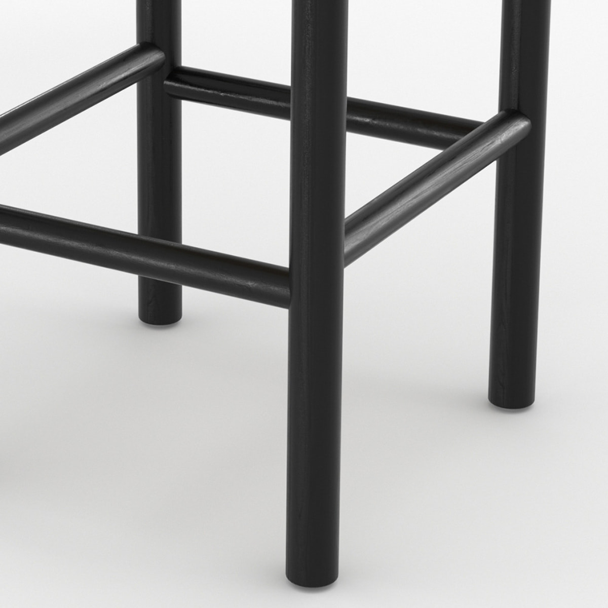 Tabouret pour ilot central 65 cm en teck noir et rotin - Kaïa