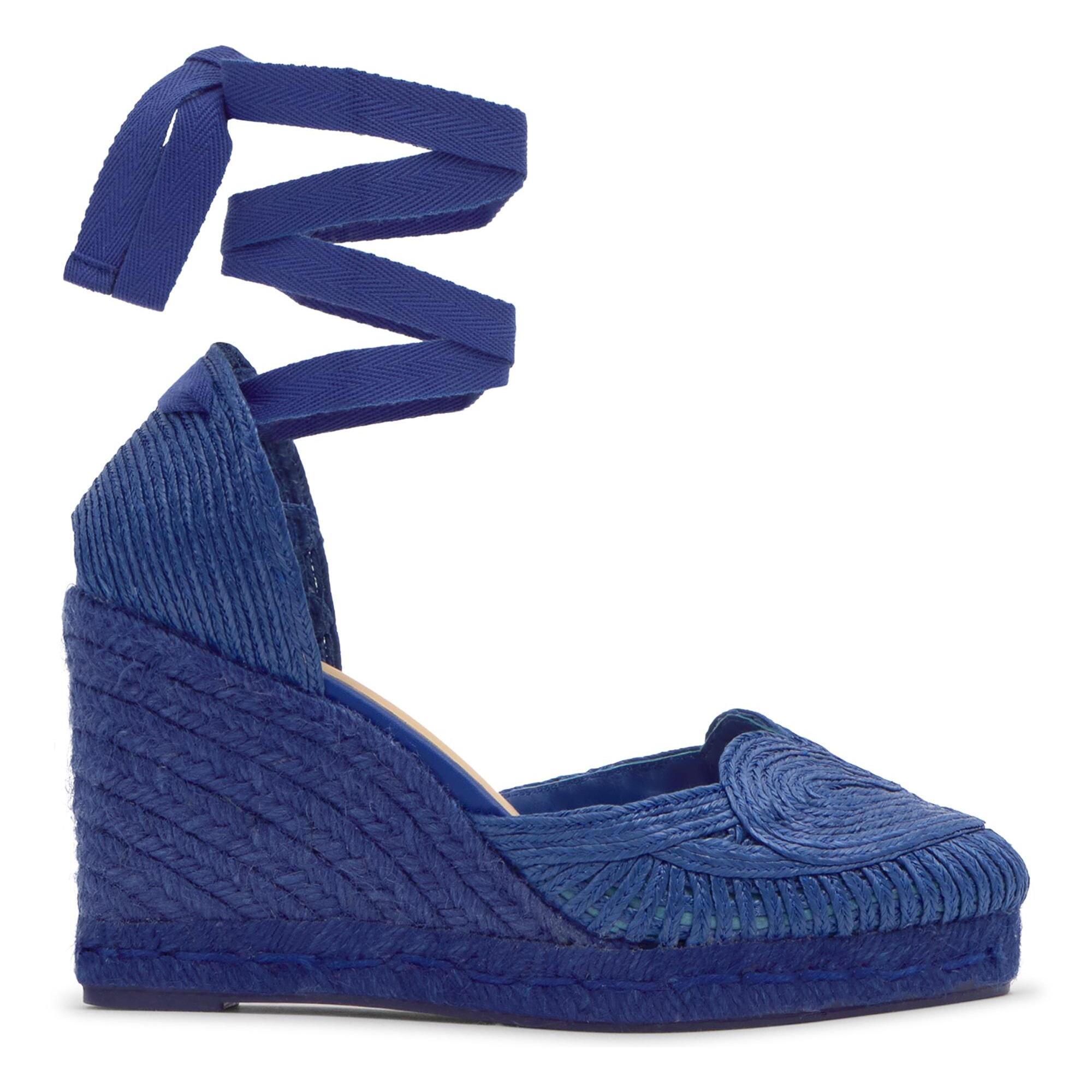 Alpargata Cacia cuña de yute tintada en rafia trenzada con forma de corazón