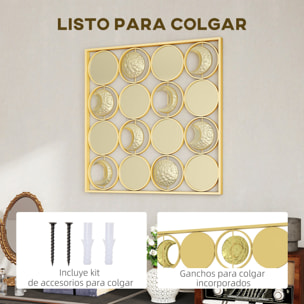 Decoración de Metal para Pared de Fases Lunares, Adornos de Pared Metálicos Multidireccional con 16 Discos, para Salón, Dormitorio, Pasillo, Dorado