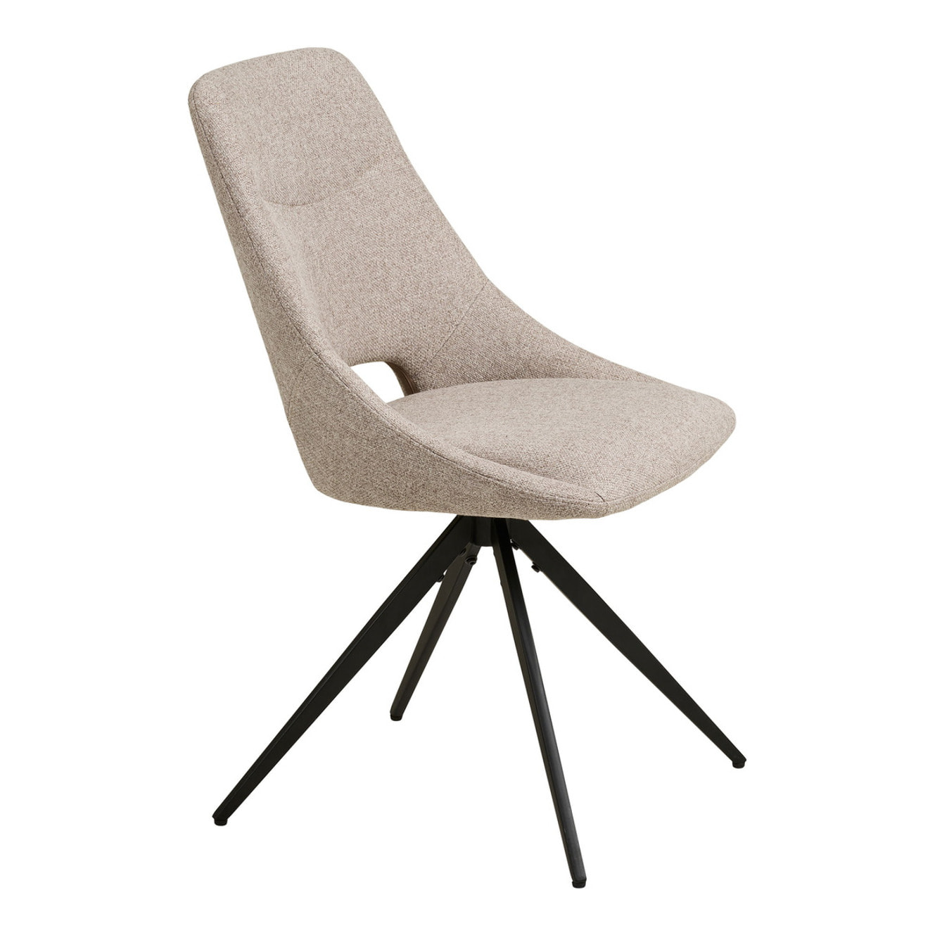 Set 2 sedie da pranzo Dokka girevoli in tessuto sabbia con gambe nere 52x57x87 cm