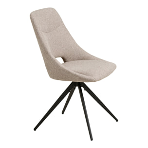 Set 2 sedie da pranzo Dokka girevoli in tessuto sabbia con gambe nere 52x57x87 cm