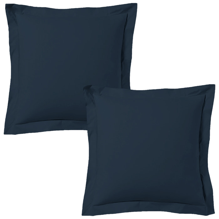 Lot de 2 taies d'oreiller satin de coton bleu