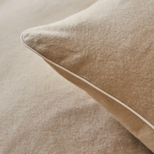 Taie d'oreiller unie en flanelle de coton chambray, FRISSON, Beige Sésame