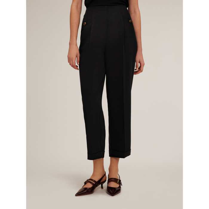 Motivi - Pantalones carrot con vuelta - Negro
