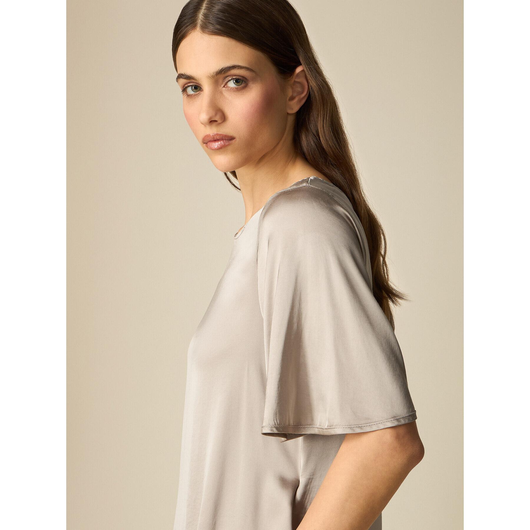 Oltre - Blusa maniche corte in raso - Beige