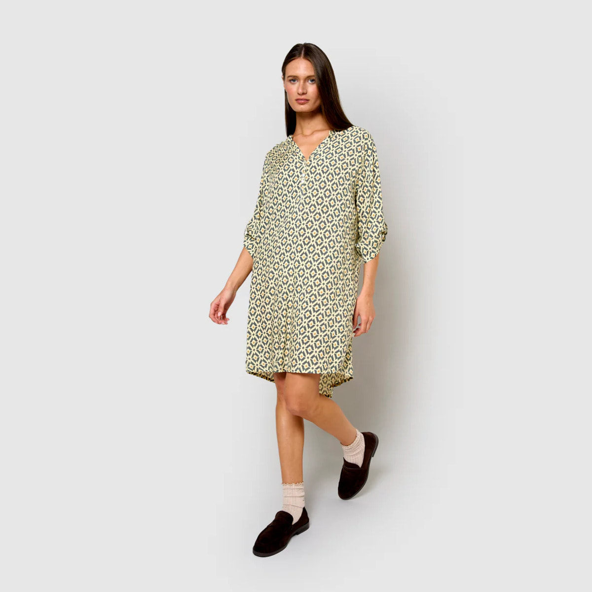 Vestido viscosa waterloo azul grisáceo
