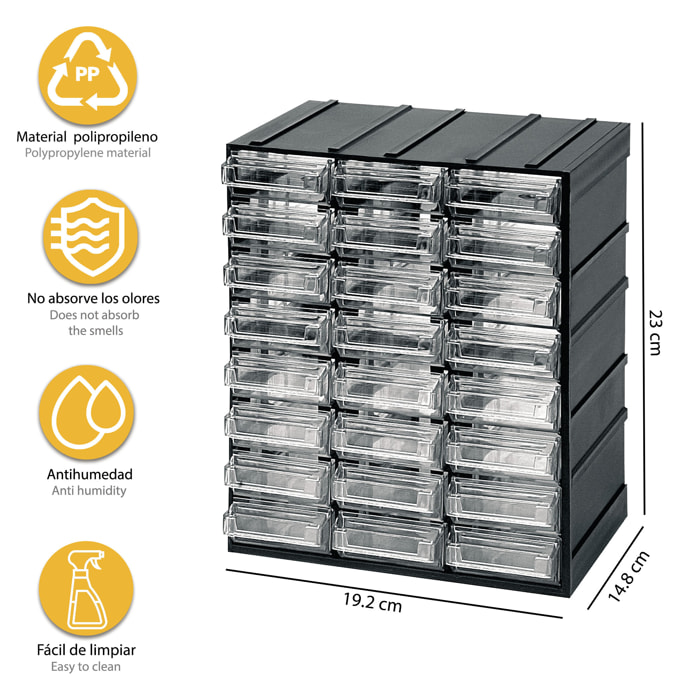 Unidad de almacenamiento modular con 24 cajones, Artplast