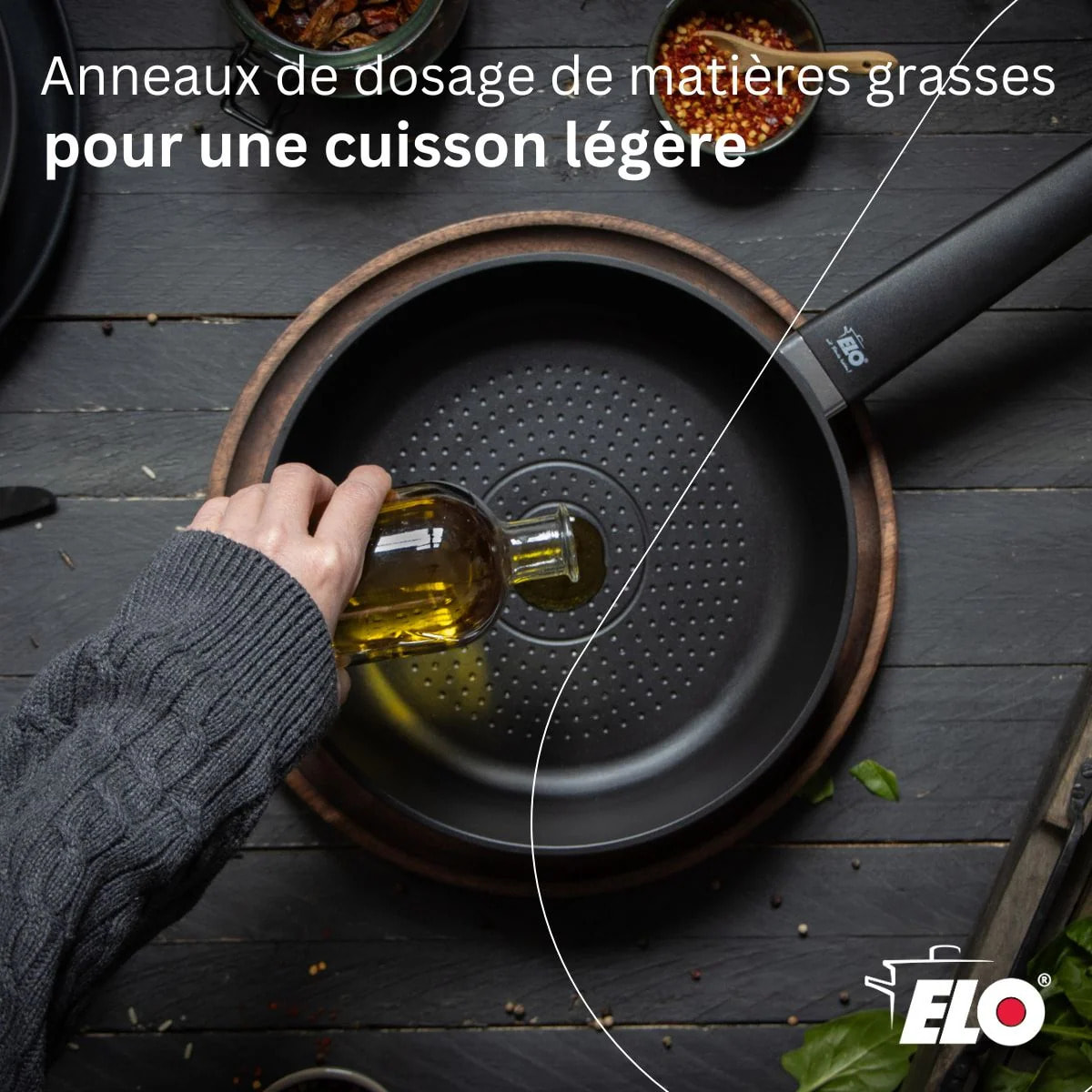 Wok 24 cm antiadhésif sans PFAS Elo Smart Wave