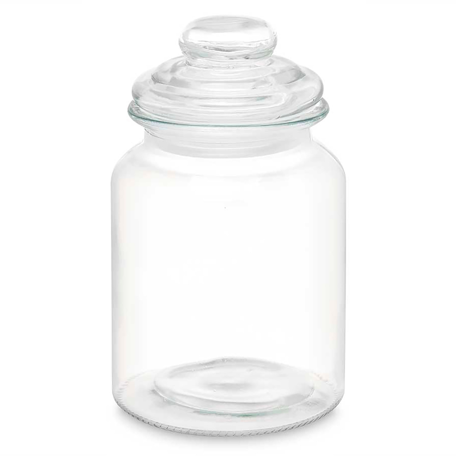 BARATTOLO ROTONDO LISCIO COPERCHIO IN VETRO 900ML