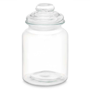 BARATTOLO ROTONDO LISCIO COPERCHIO IN VETRO 900ML