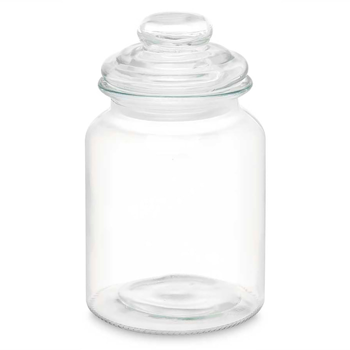 BARATTOLO ROTONDO LISCIO COPERCHIO IN VETRO 900ML