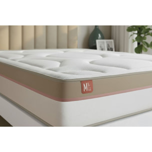 Ensemble - Matelas Mémoire de forme 30cm d'épaisseur - 7 zones de confort - Confort ferme - Sommier tapissier monobloc - 1 place