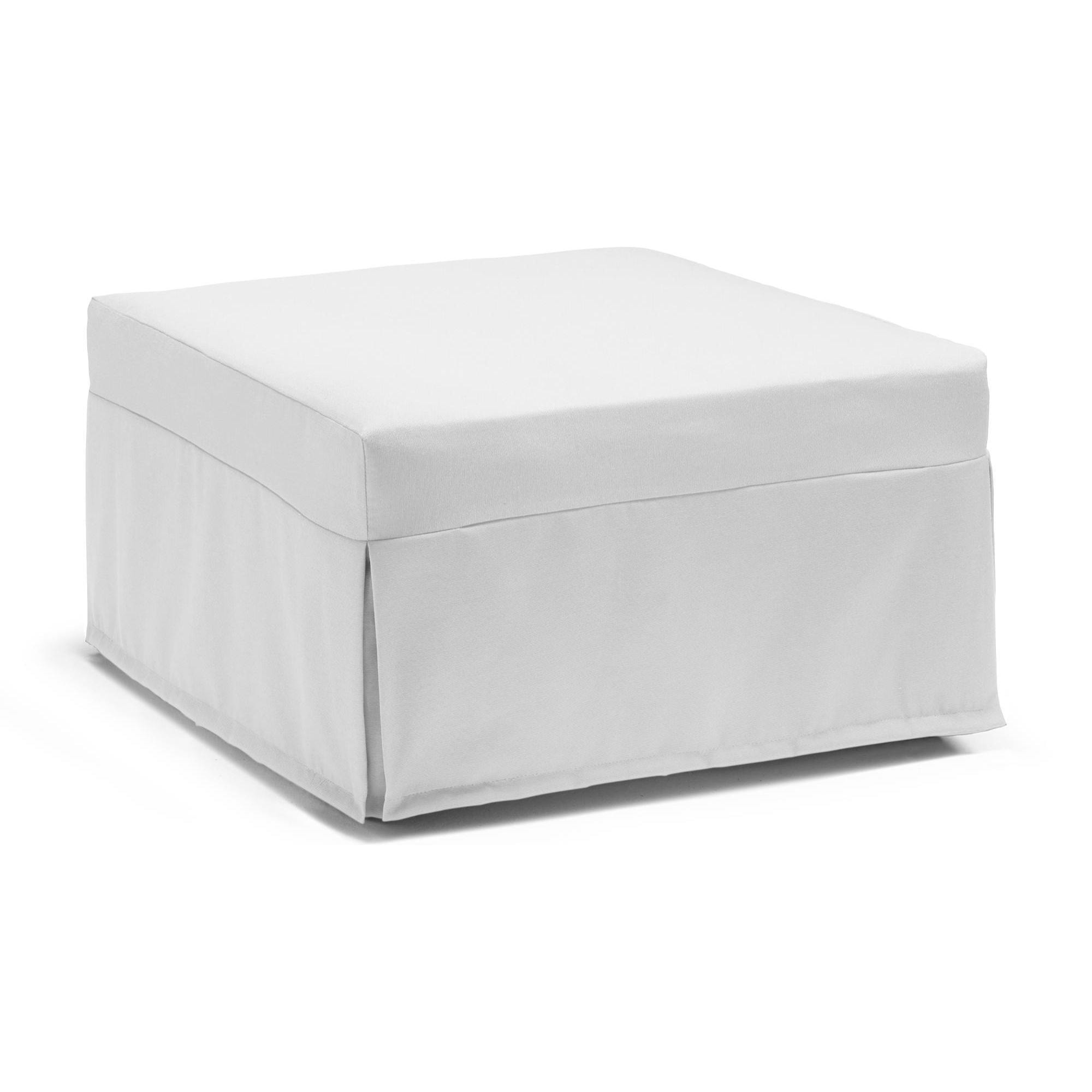 Letto pieghevole Ancilla, Pouf trasformabile in letto singolo, 100% Made in Italy, Pouf in tessuto da soggiorno, Cm 80x80h45, Bianco