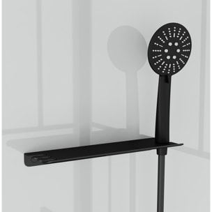 Cabine de douche Carrée 80x80x213 cm - Porte pivotante - Fond Blanc et Profilés Noir Mat - RUBIQ