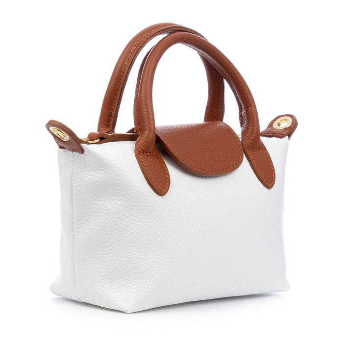 Aurano borsa a tracolla tipo Tote donna. Pelle autentica Dollaro bicolore.