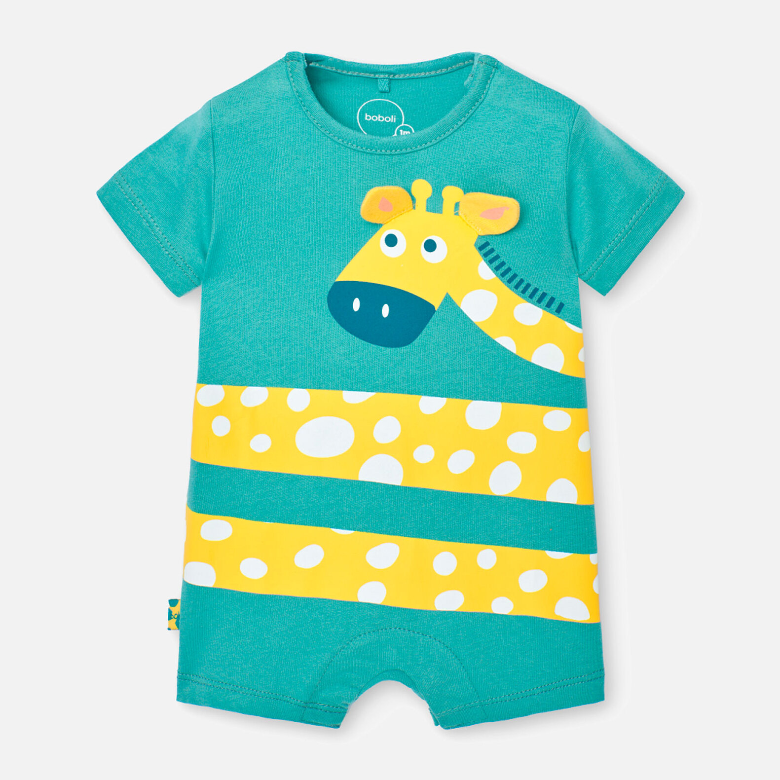 Pelele corto recién nacido, algodón estampado, verde