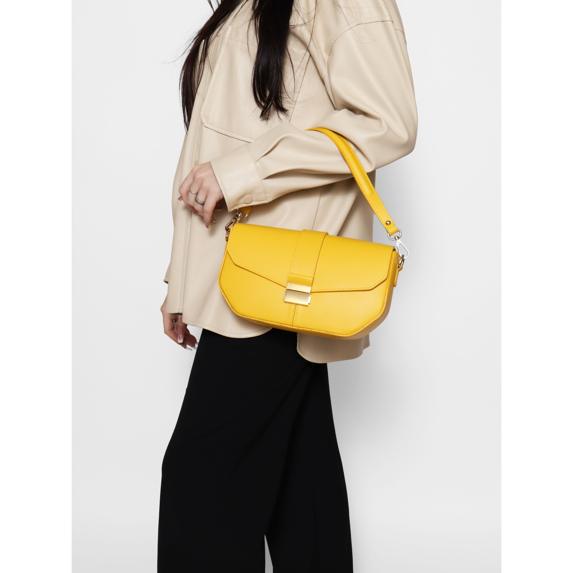 Borsa a spalla da donna - Modello False - Vera pelle - 27.0 x 15.0 x 7.0 cm