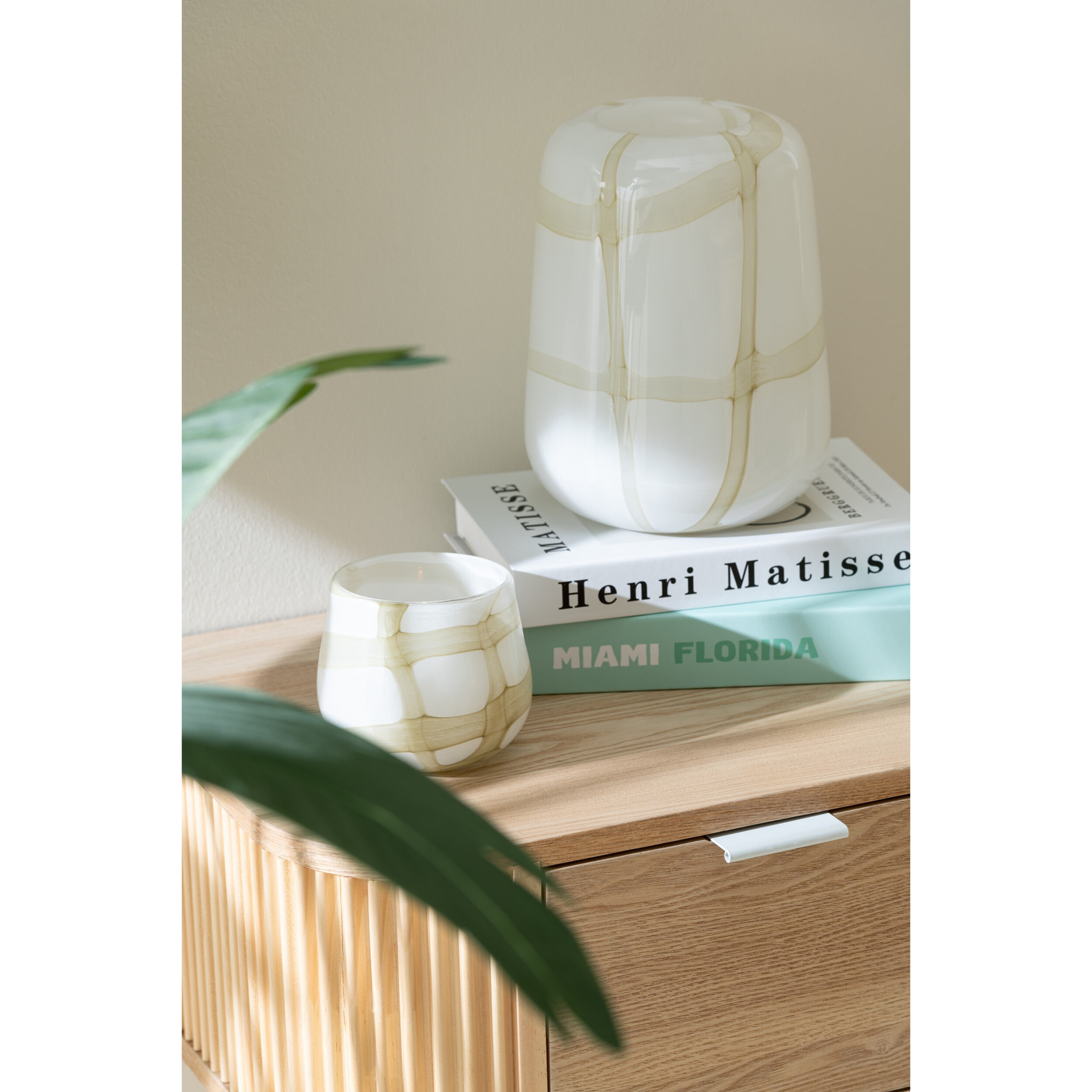 J-Line photophore Fuzzy - verre - blanc/vert