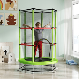 Cama Elástica Infantil Ø140x190 cm Trampolín para Niños de 3-6 Años con Red de Seguridad Carga 45 kg para Interior Verde
