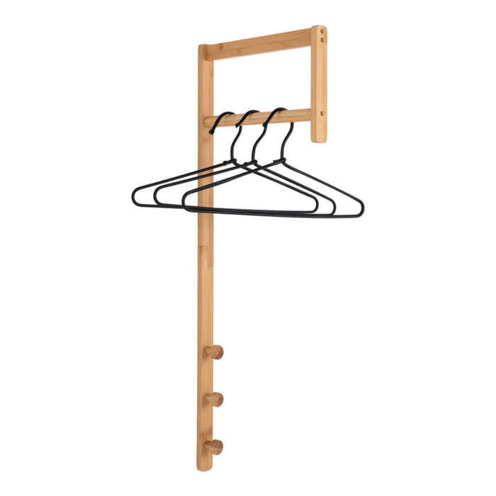 Porta-abiti da parete Trento in bambù naturale 30x82 cm