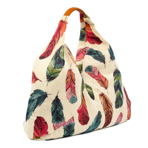 Banzi borsa shopper in cotone, con manico in pelle. Design esclusivo.