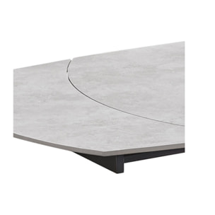 Table de repas ovale extensible 130 à 190 cm en céramique gris - SOPHIE