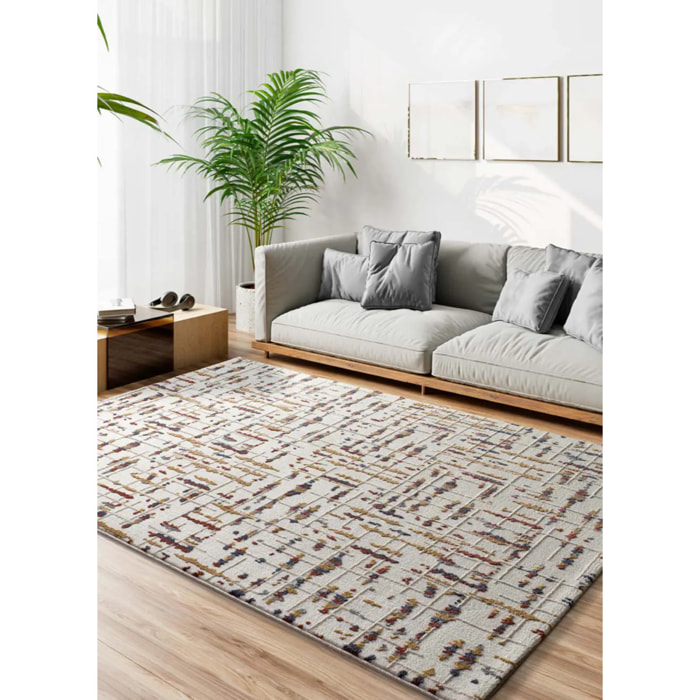 AMARA Alfombra geométrica con relieve multicolor, varias medidas disponibles.