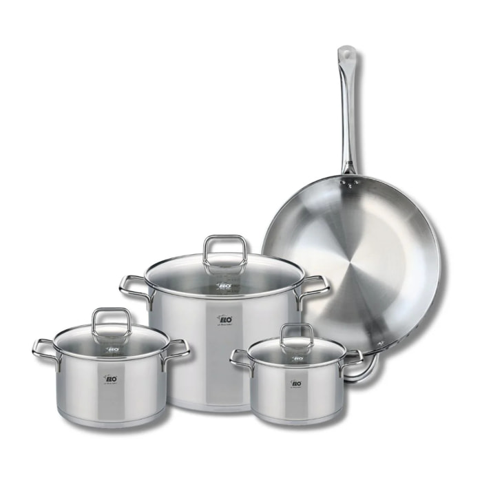 Set de 1 Poêle de cuisson 32 cm et 3 faitouts 16, 20 et 26 cm Elo Profi Citrin